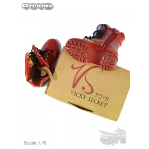 1/6 Par de Botas Rojas en Piel Vicky Secret