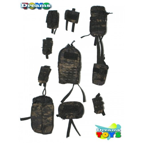 1/6 Set pouchs negros camo Minitimes