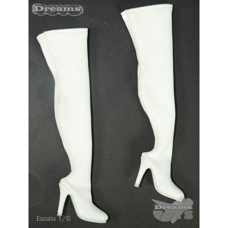 1/6 Botas Largas Blancas Pie Completo Femeninas Flirty Girl