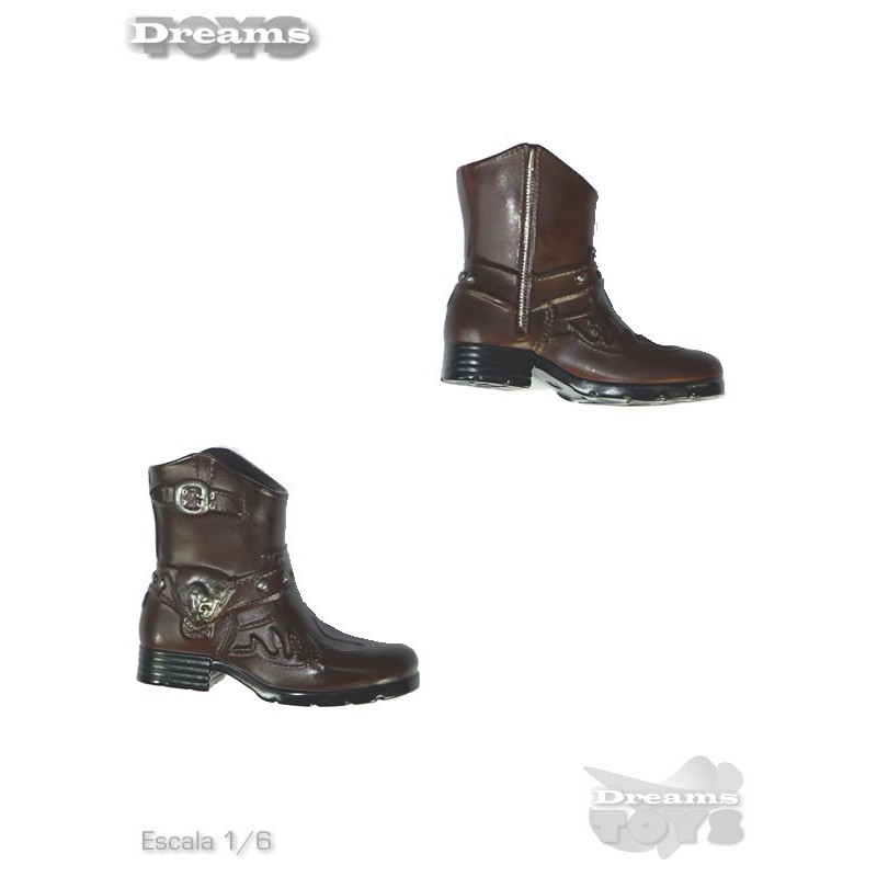 1/6 Botas Vaqueras Café Plasticas Pie Completo Zy Toys