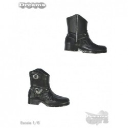 1/6 Botas Vaqueras Negra Plasticas Pie Completo Zy Toys