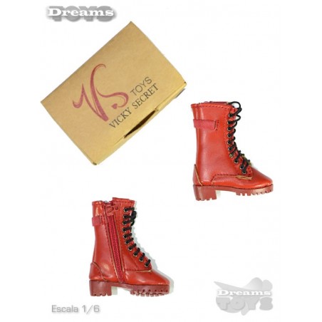 1/6 Par de Botas Rojas en Piel Vicky Secret