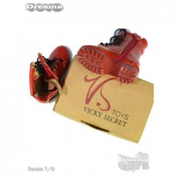 1/6 Par de Botas Rojas en Piel Vicky Secret