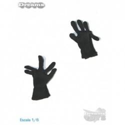 1/6 Par de Guantes Tela Negros Dam Toys