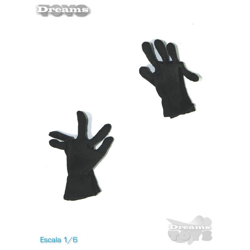 1/6 Par de Guantes Tela Negros Dam Toys
