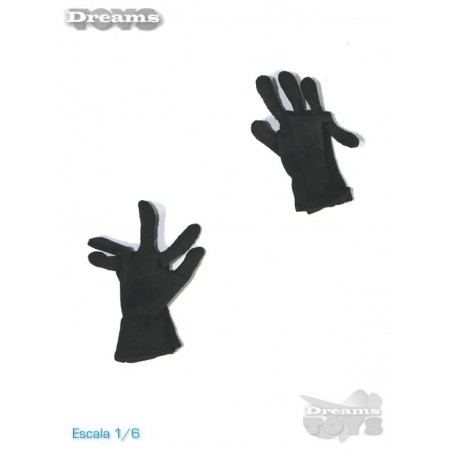 1/6 Par de Guantes Tela Negros Dam Toys