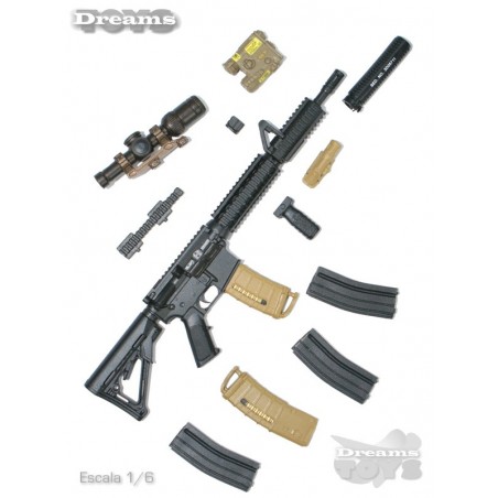 1/6 M4A1 Rifle de Asalto c/ Riel Extendido Easy & Simple