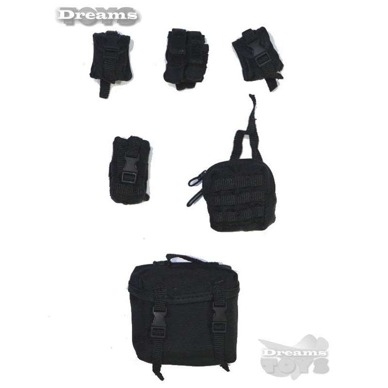 1/6 Set de pouchs negros Dam Toys